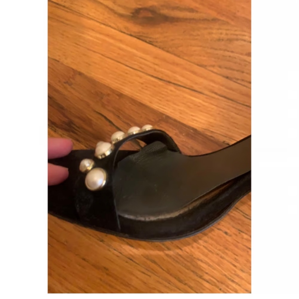 Stuart Weitzman More Pearls Studded Block Heel Sa… - image 2